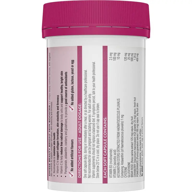 Swisse Bright Skin 120 Capsules | Glutathione + Vitamin C Skin Brightening