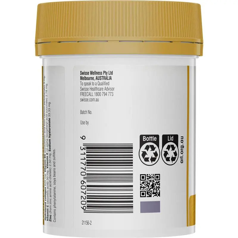 Swisse Collagen + Hyaluronic Acid Booster 80 Tablets | Skin Hydration & Glow