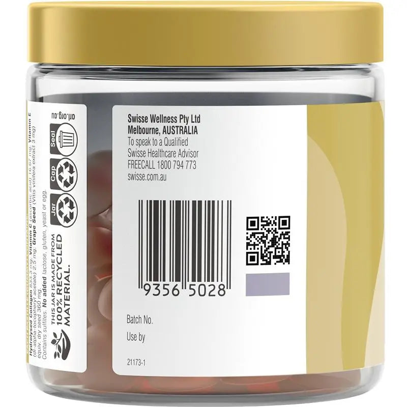 Swisse Collagen Glow Gummies 45 Pack | Sugar-Free Beauty Skin Supplement