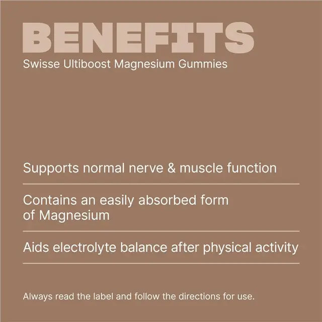 Swisse Ultiboost Magnesium Gummies 120 Pack β Nerve, Muscle & Recovery Support | No Added Sugar | Orange Flavour