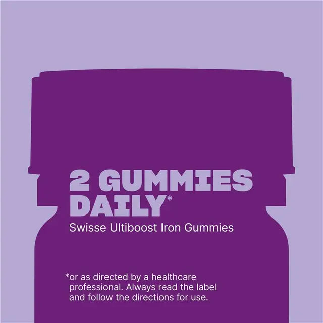 Swisse Ultiboost Iron Gummies 50 Pack – 10mg Iron + Vitamin C | Energy & Fatigue Support | 99% Sugar-Free Blackberry Flavor