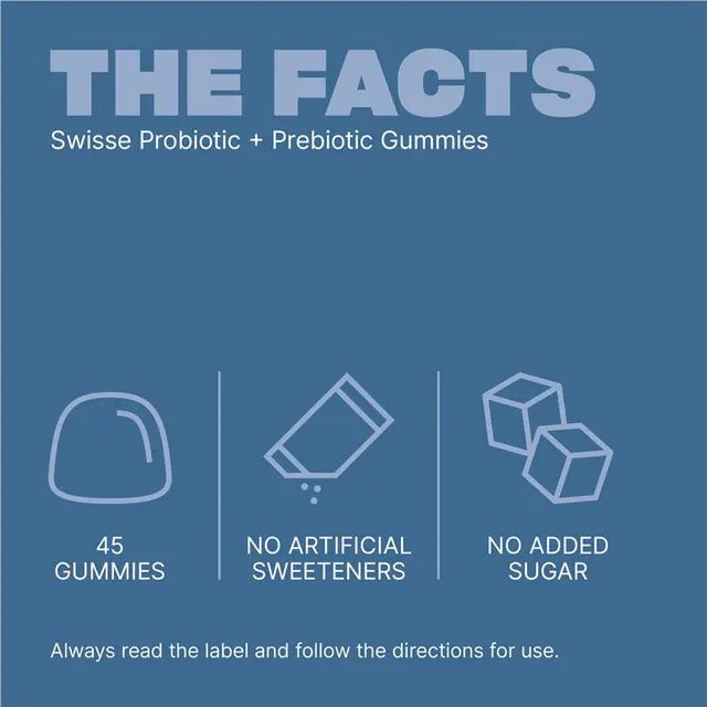 Swisse Adults Probiotic & Prebiotic Gummies 45 Pack – Gut Health Support | Vegan | 3 Billion CFU | No Added Sugar