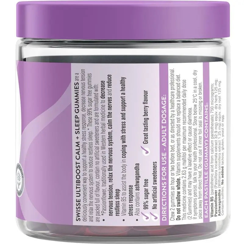 Swisse Calm + Sleep Gummies 60 Pack โ Nightly Relaxation Support | 99% Sugar-Free | Passionflower & B5