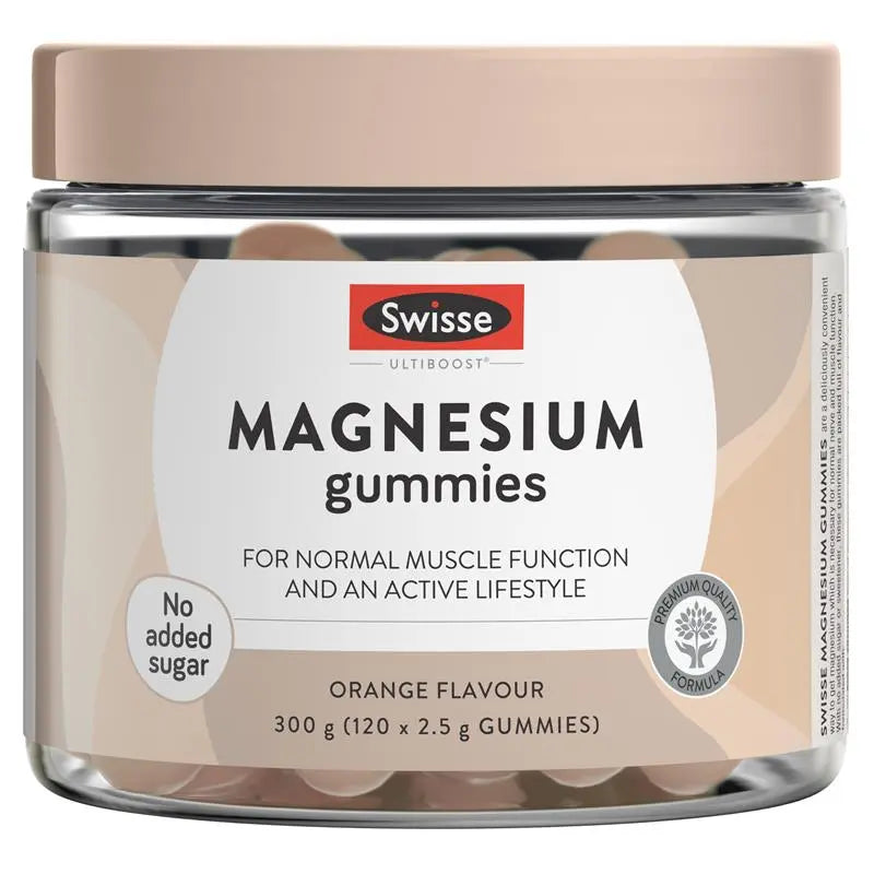 Swisse Ultiboost Magnesium Gummies 120 Pack β Nerve, Muscle & Recovery Support | No Added Sugar | Orange Flavour