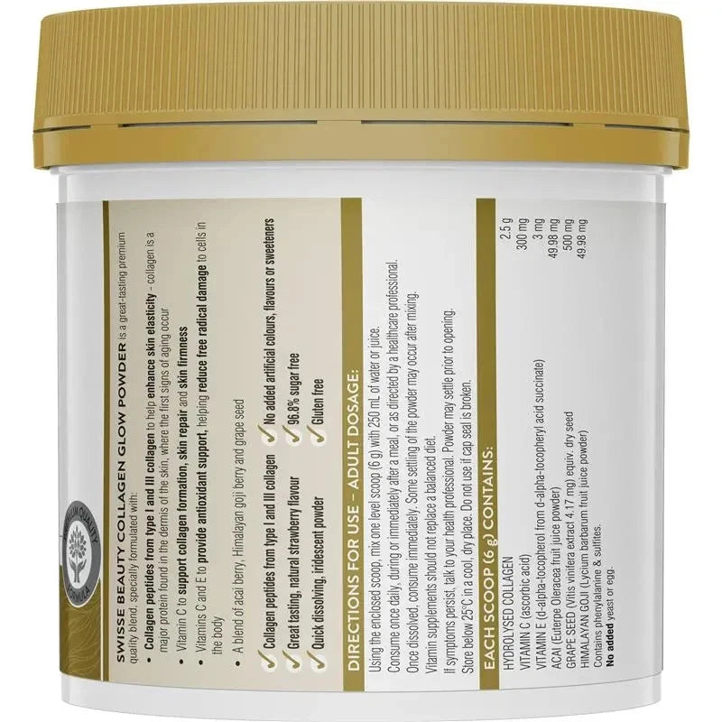Swisse Collagen Glow Powder 240g | Vitamin C + Collagen | AUS