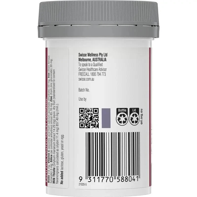 Swisse Hair Skin Nails+ 60 Tablets | Collagen Support | Biotin & Vitamin C | AU