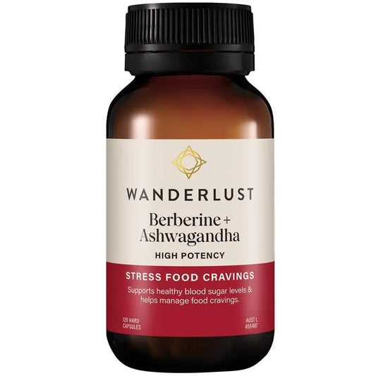 Wanderlust Berberine + Ashwagandha 120 Caps | Stress & Craving Support