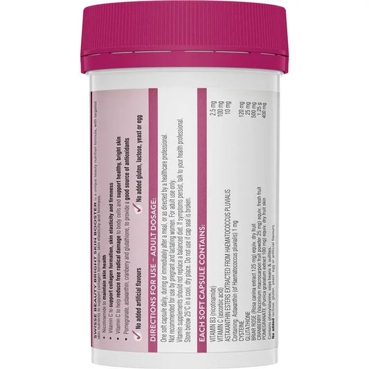 Swisse Bright Skin 120 Capsules | Glutathione + Vitamin C Skin Brightening