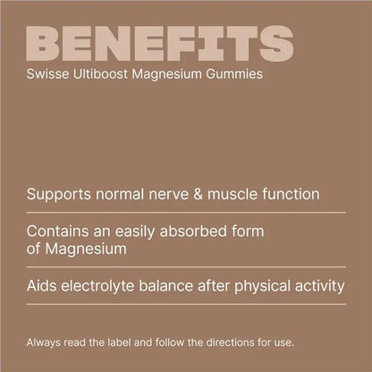 Swisse Ultiboost Magnesium Gummies 120 Pack – Nerve, Muscle & Recovery Support | No Added Sugar | Orange Flavour
