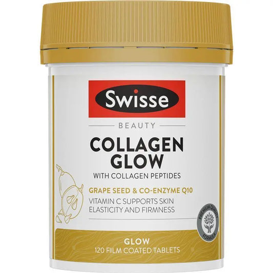 Swisse Collagen Glow 120 Tablets | Peptides + Vitamin C for Radiant Skin
