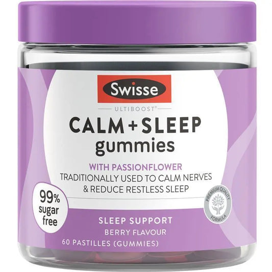 Swisse Calm + Sleep Gummies 60 Pack – Nightly Relaxation Support | 99% Sugar-Free | Passionflower & B5