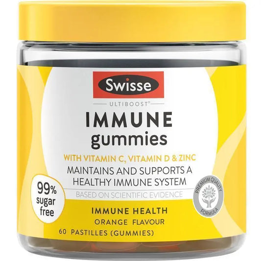 Swisse Immune Gummies 60 Pack – Vitamin C, D & Zinc | Immune Support | 99% Sugar Free
